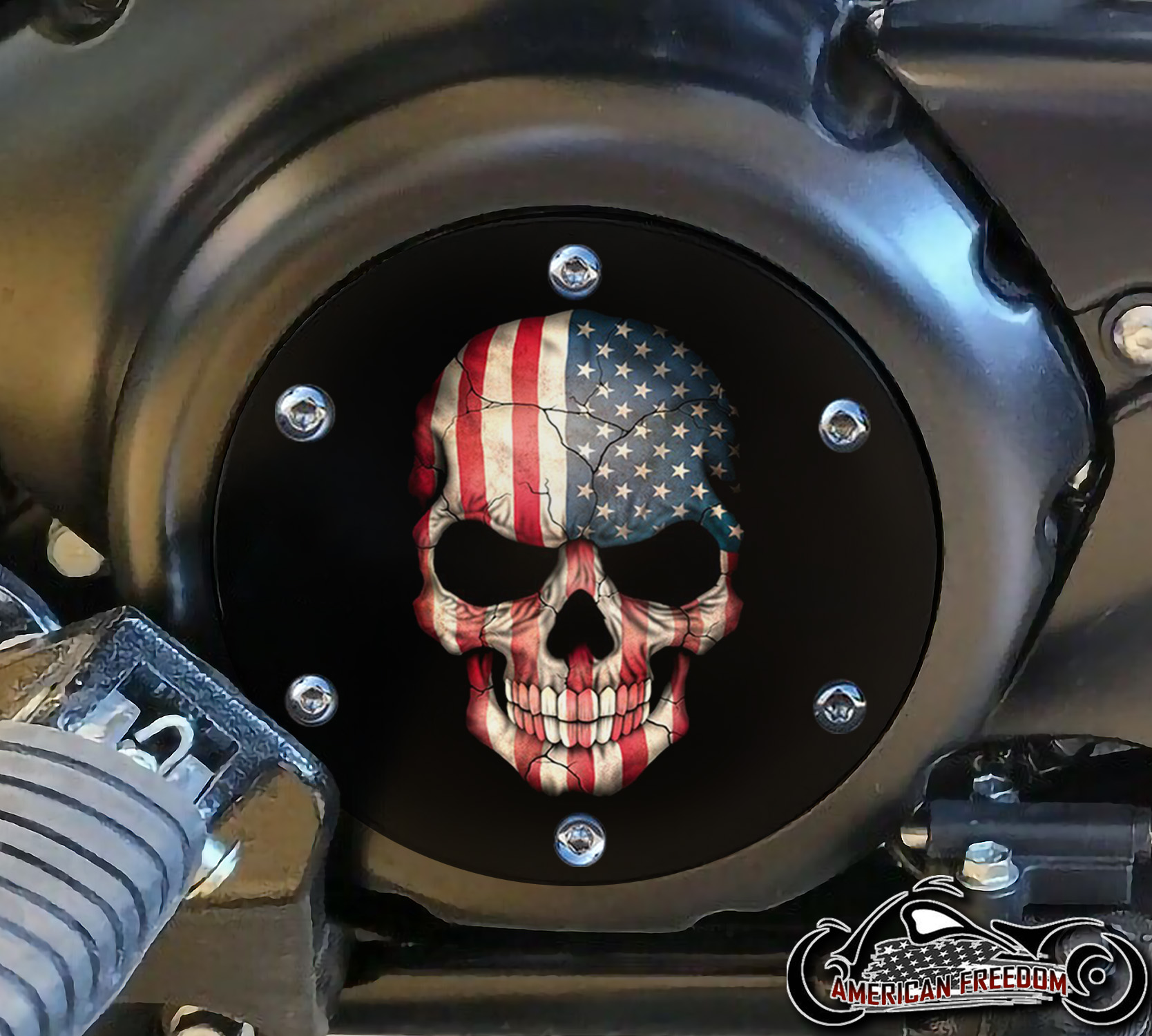 SUZUKI M109R Derby/Engine Cover - Skull Flag